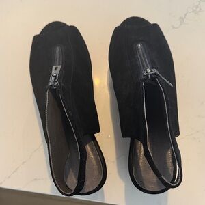 Black suede wedge shoes. Size 10. NWOT
